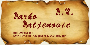 Marko Maljenović vizit kartica